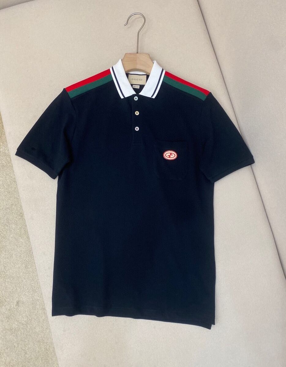 Gucci Men's Cotton Polo Shirt Black Size: (S . M . L . XL Gucci Men's Cotton Polo Shirt Black Size: (S . M . L . XL