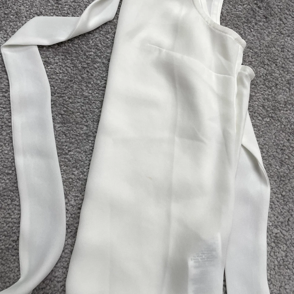 Camisa Blusa Mujer Pequeña Blanca Chifón J.Crew Corbata Cuello Atado Corbata Top Foto 4 de 4