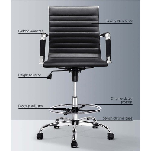 NNEDSZ Office Chair Veer Drafting Stool Mesh Chairs Armrest Standing Desk Black - Bild 2 von 4