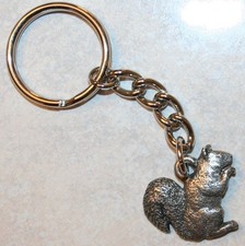 SQUIRREL Fine Pewter Keychain Key Chain Ring USA Made