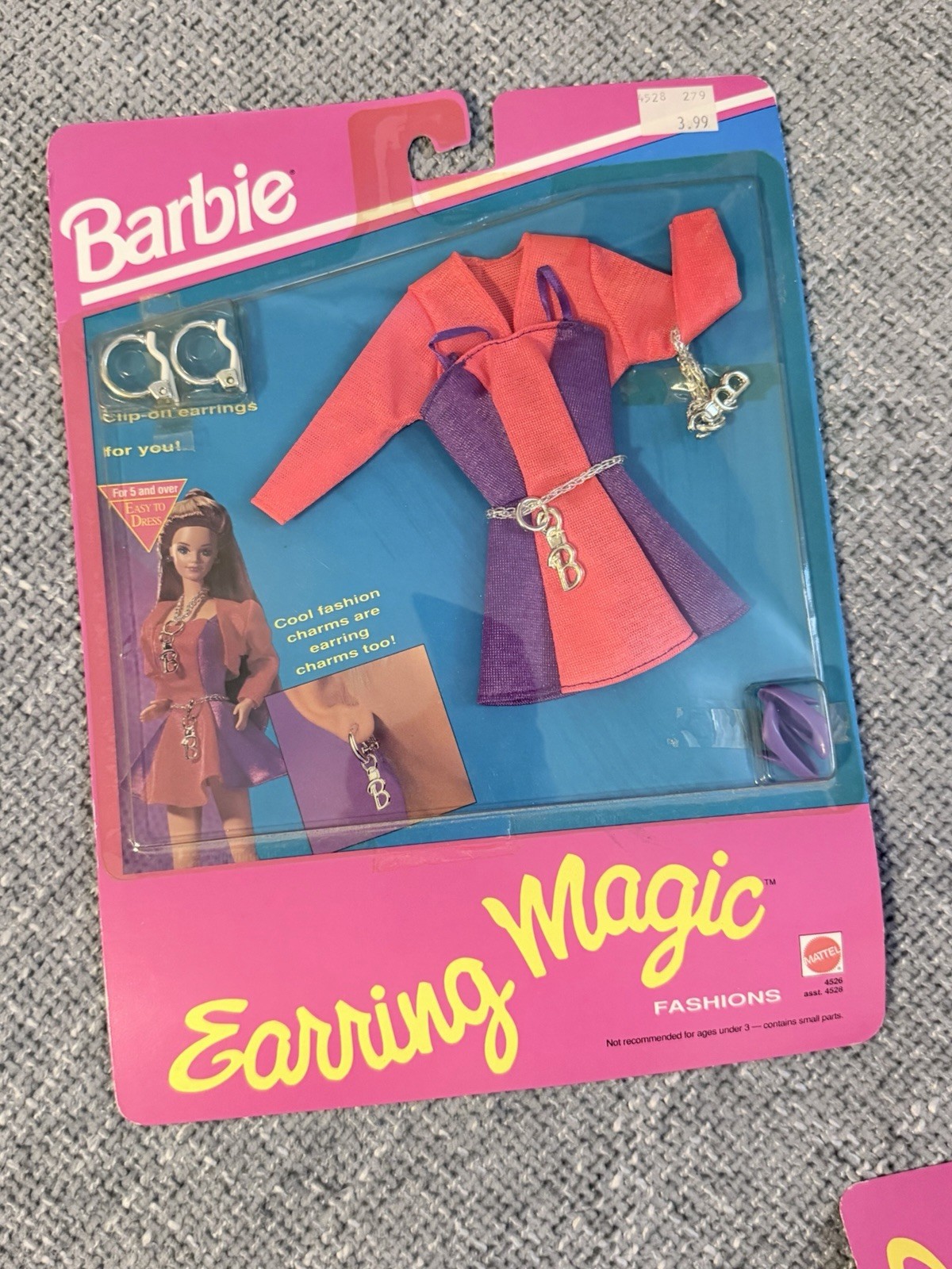VINTAGE 1992 BARBIE EARRING MAGIC FASHIONS CLOTHING OUTFIT NEW # 4526 ...
