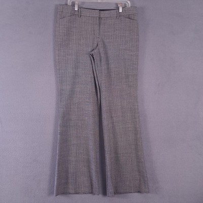 Express Dress Pants Womens 12 Gray Editor Bootcut Mid Rise Linen Blend