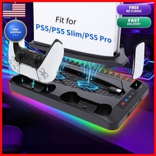 GAMINJA PS5/Slim/Pro Cooling Station Vertical Stand Dual Charger 16 Game Slots