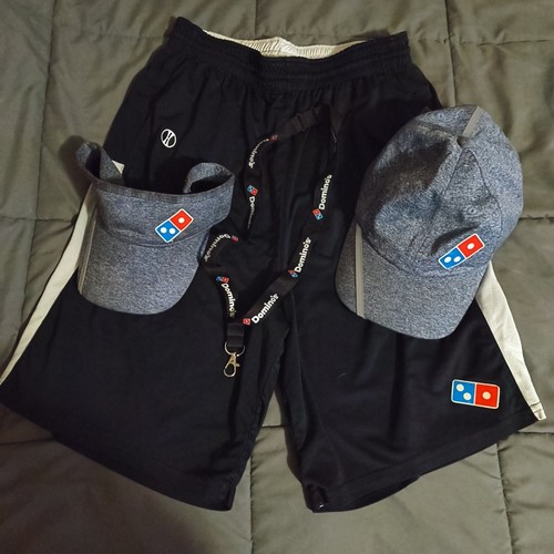 Dominos Pizza Work Gear 2026 Uniform 4 Pc. Lot; 🧢, Visor, Lanyard & Med. Shorts
