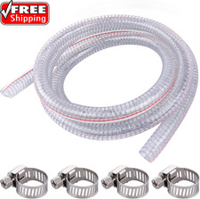 10FT 3/4" ID X 1" OD Steel Wire Suction Hose PVC Reinforced Tubing High Pressure