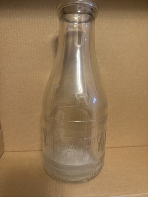 Rare El Monte Valley dairy Co inc One Quart Liquid Milk Glass Bottle