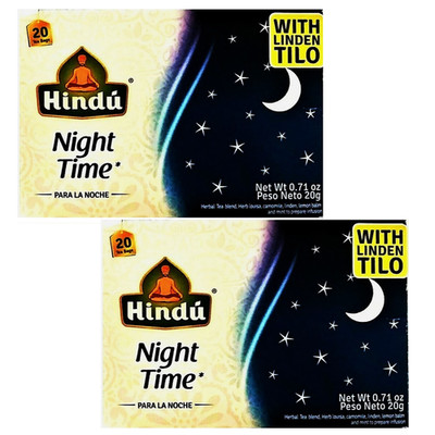 Hindu Night-Time Tea Chamomile-Louisa-Linden-Lemon Balm-Mint 20 Bags (Pack of 2)