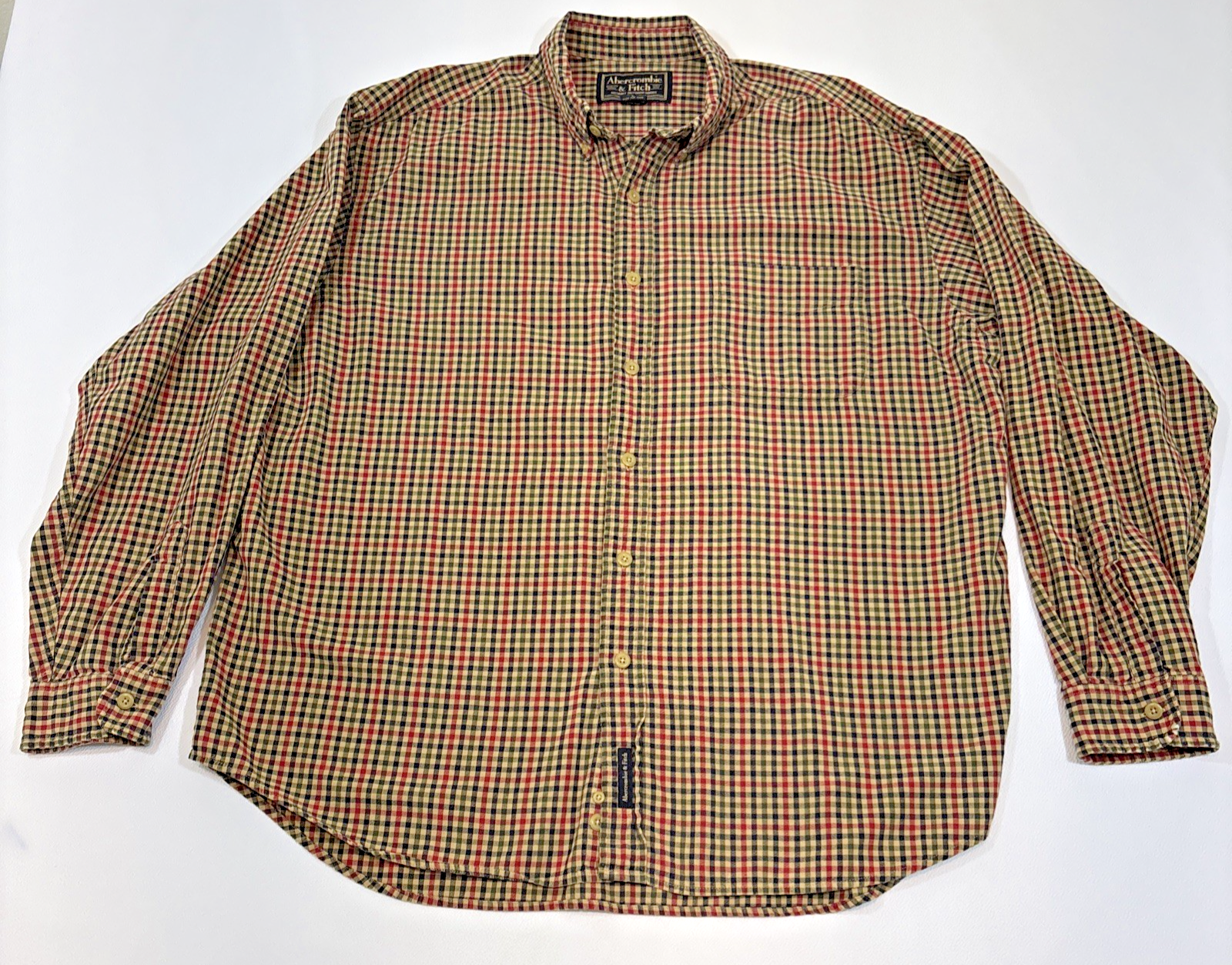 Vintage Abercrombie & Fitch Plaid Button Up Shirt Mens L Long Sleeve Pocket Y2K