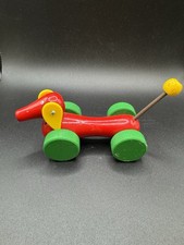 Vintage BRIO 1970's Wooden Toy Mini- Dachshund Dog - Baby 30063