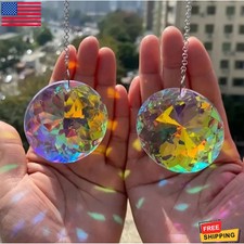 2Pcs, round Crystal Sun Catchers, Glass Prism Hanging Sun Catchers, Rainbow Make
