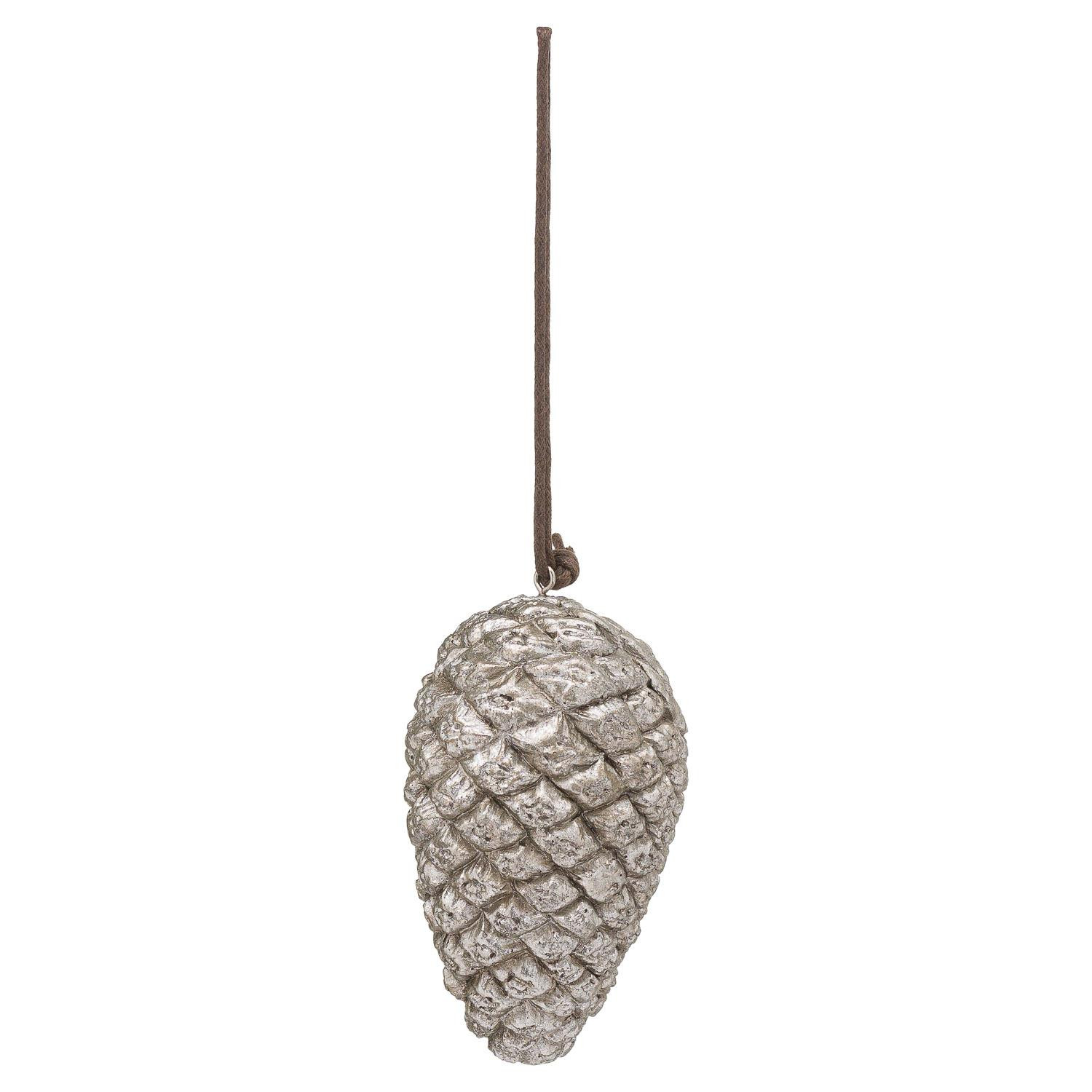 Hanging Silver Pinecone Bauble Ornament Small 10x6x6cm Christmas