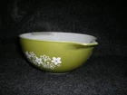 VTG Pyrex Green Spring Blossom "Crazy Daisy" 1-1/2 qt Cinderella Mixing Bowl 442