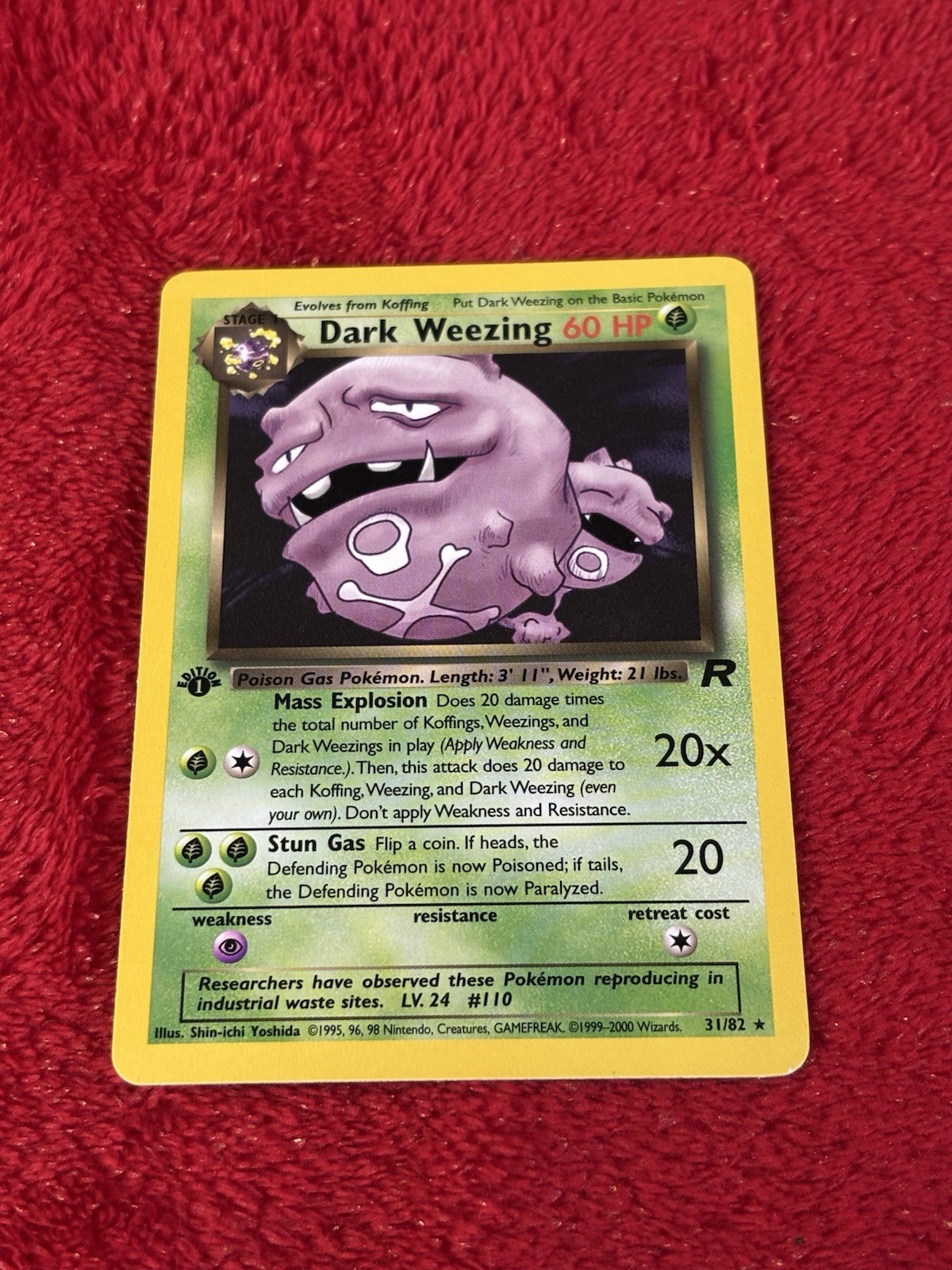 1st Edition Dark Weezing 31/82 Team Rocket Non Holo Wotc Pokemon Card Lp-