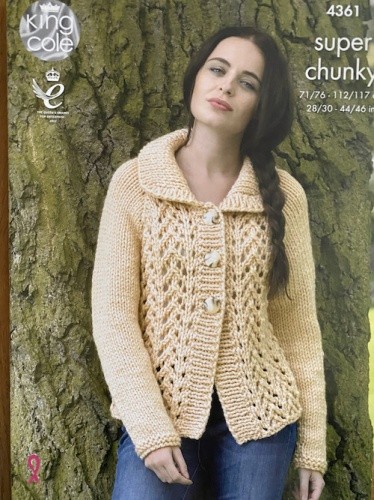 King Cole 4361 Ladies Cardigan and Sweater Super Chunky Knitting Pattern