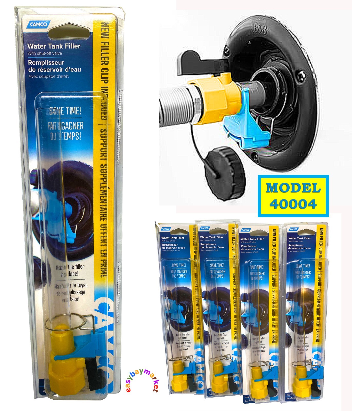 Camco Water Tank Filler With Shut Valve And Filler Clip MODEL: 40004 Made In USA