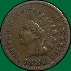 1886 Type 1 Indian Head Cent Very Fine VF Coin, Faint Scratch #39797