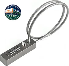 Candados de cable con combinación, cable de acero de 23-3/5 pulgadas de largo