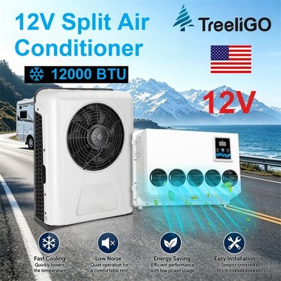 Treeligo 12V Electric Cool Split Air Conditioner Silent AC Kit For Pickup Truck
