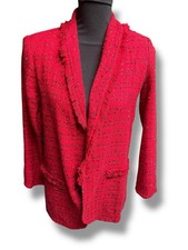 Worthington Red Tweed Blazer Jacket Large Button Career Dressy Lined