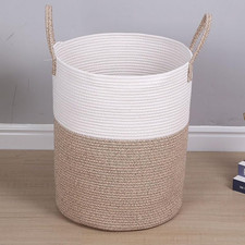Laundry Basket,Woven Cotton Rope Laundry Hamper,60L for Decor Storage of Dirty