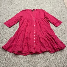 J Crew Button Front Tiered Cover Up Dress M Pink Feminine Coastal Coquette