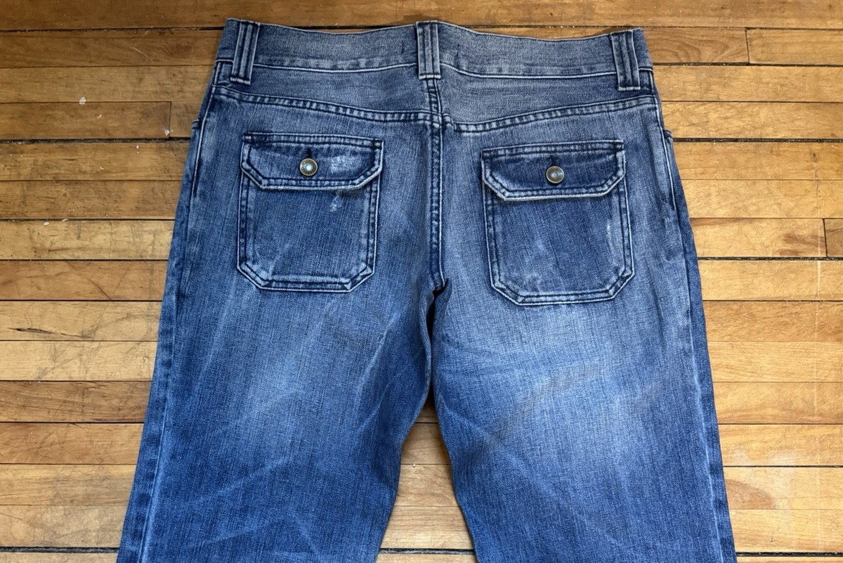 DOLCE&GABBANA 14 6 FLAP POCKET DISTRESSED WASHED BLUE DENIM JEANS