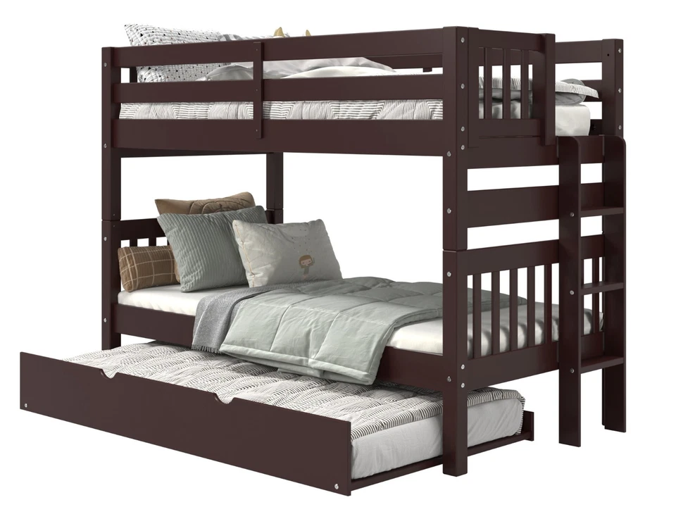 Literas Bedz King Twin sobre Twin, escalera final, doble nido, cereza oscura Foto 3 de 4