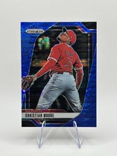 2025 Panini Prizm - Christian Moore, Christian Moore #162 Blue Pulsar Prizm /75