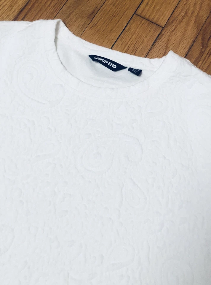 Nuevo sin etiquetas Sudadera para mujer Land’s End blanca texturizada cachemir elástica 1X PLUS Foto 2 de 4