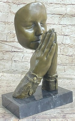 Amen Praying Hands & Face Sculpture Statue inspired from Dali Bronze Sculpture