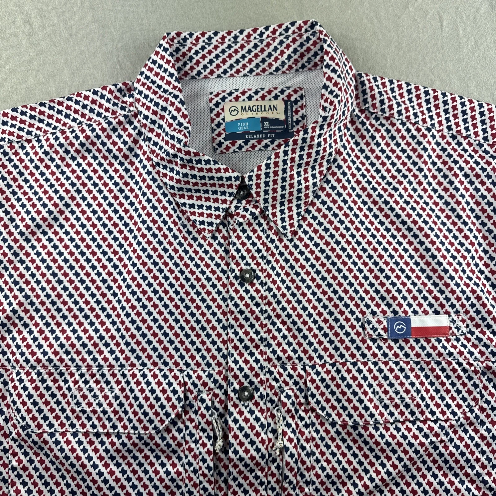 Magellan Fish Gear Vented Shirt Men XL Texas All Over Print Outdoors Camp Hiking