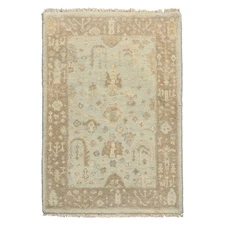 LoomBloom 2x3 Hand Knotted Wool Mint Oushak Transitional Rug