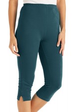 Woman Within Plus Size Petite Stretch-Cotton Knit Pull-On Capri Leggings