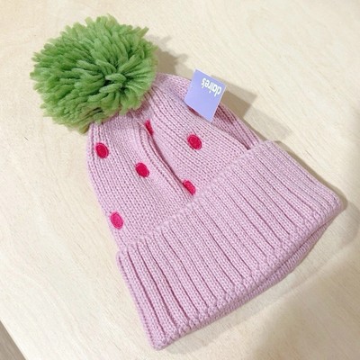 New Claire s Strawberry Beanie Pompom Hat - Pink And Green