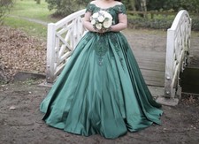 Verlobungskleid Grün 46-48 Gr mit Schnüren 1x Getragen Wie Neu