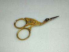 Vintage Gold Tone Stork Sewing Scissors Embroidery Snips 3.5" Made in Pakistan