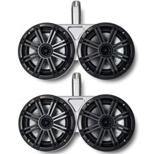 White Kicker Dual Wake Tower System with Kicker Charcoal 6.5" Marine Speakers