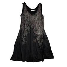 Calvin Klein Women's 12 Black Sleeveless Knee Tank Dress Abstract Print P0080