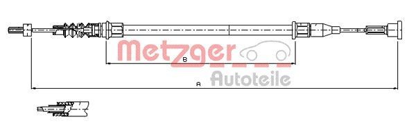Original METZGER Cable Pull Parking Brake 11.5761 for Opel