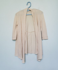 Pins and Needles Cardigan 3/4 Sleeve Open Front Beige Semi Sheer Casual Spring