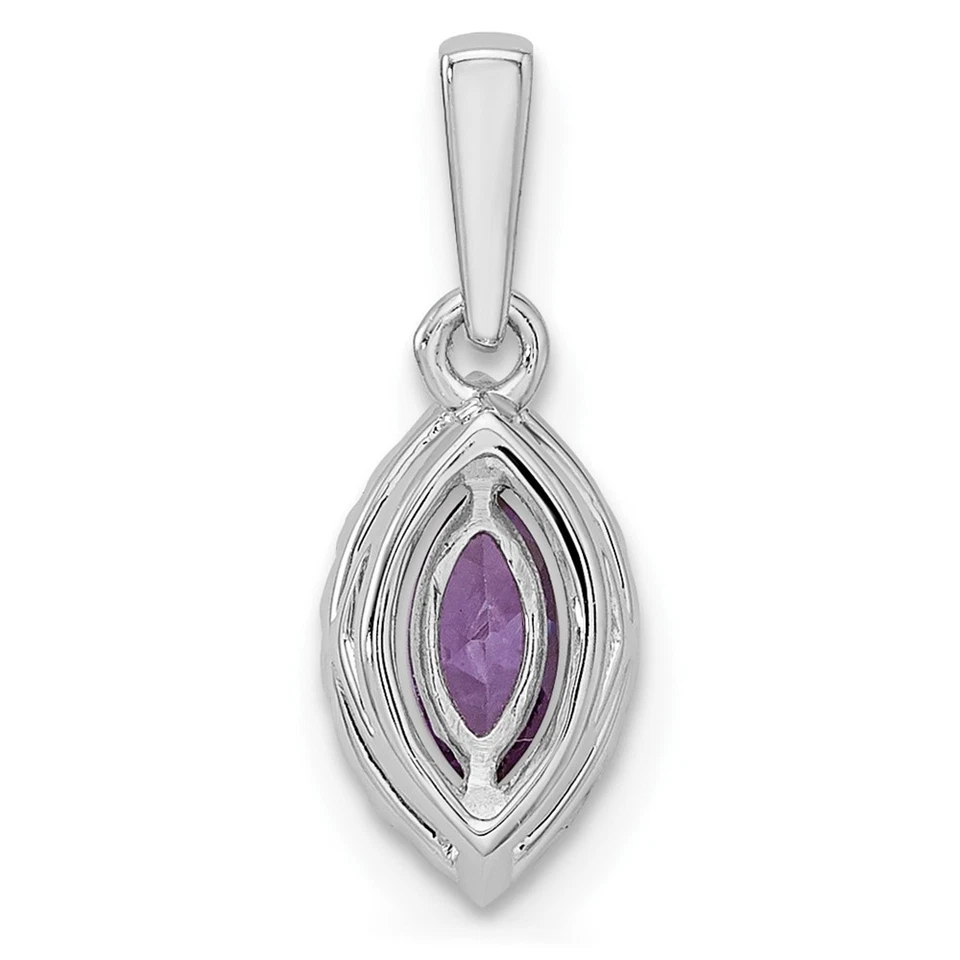 14k White Gold 1/10Ct Lab Grown Diamond and Amethyst February Birthstone Pendant - Image 3 of 4