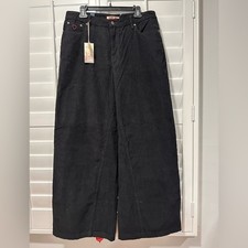 Johnny Was Suki Wide Leg Corduroy Jeans Pants Black Size 32 NWT High Rise