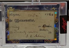 2020-21 LEAF PEARL HOCKEY John Quincy Adams AUTHENTIC CUT SIGNATURE 1/2