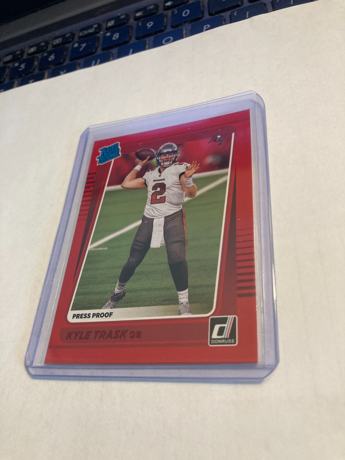 2021 donruss press proof red rated rookie football #257 kyle trask buccaneers