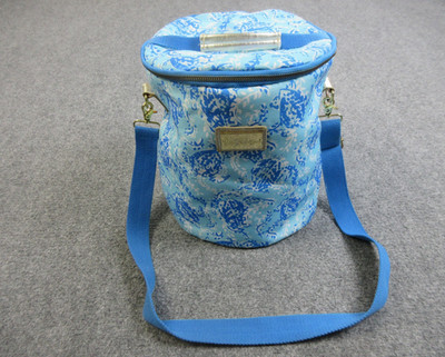 Lilly Pulitzer Cooler Bucket Bag Womens Blue Turtle Print Canvas