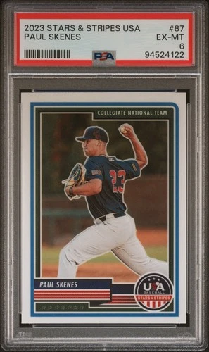 2023 PANINI STARS & STRIPES USA #87 PAUL SKENES RC PSA 6 - GREAT RE-SUB