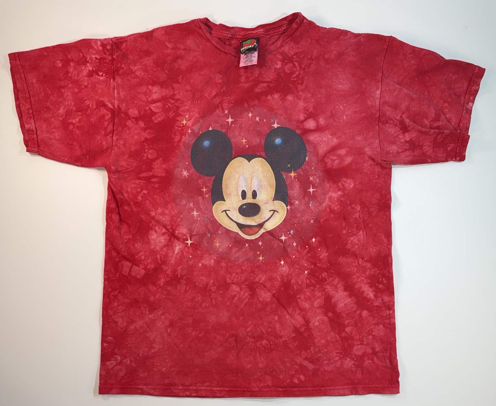 Disney Mickey Mouse Red Tie Dye Graphic T Shirt Mickey Unlimited Men’s Large