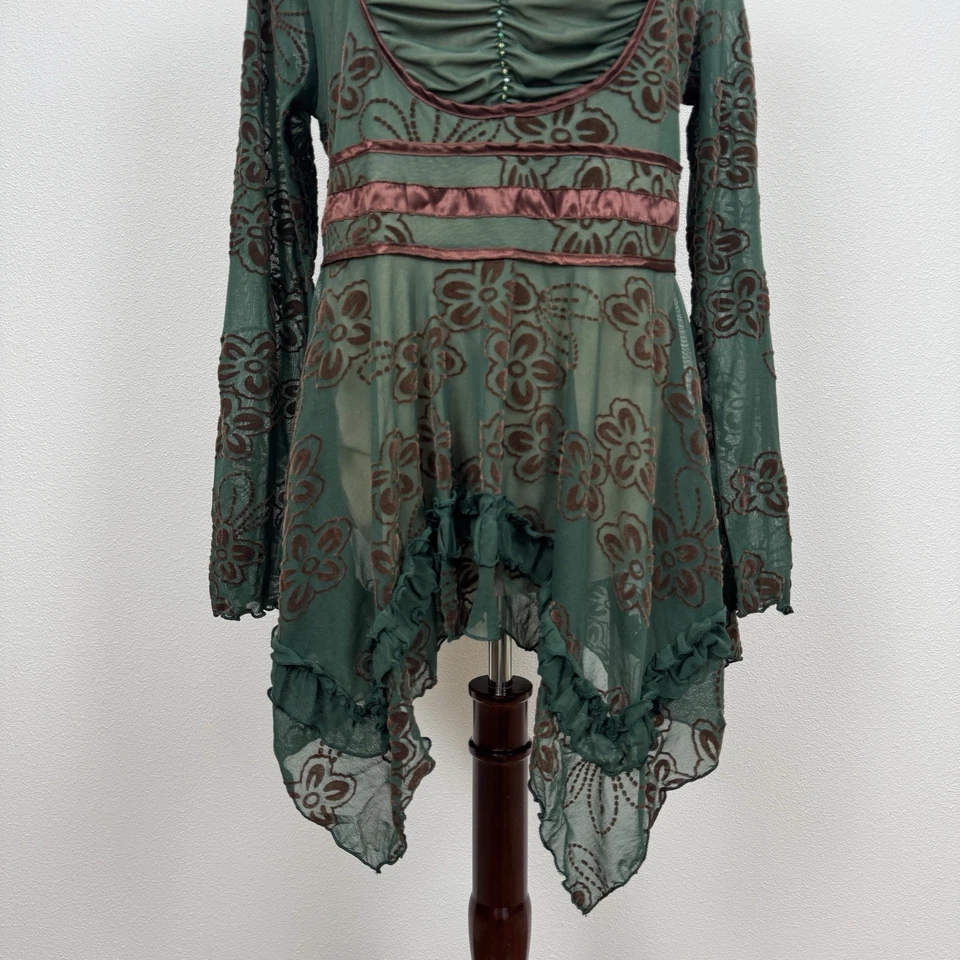 The Pyramid Collection Top Womens L Green Fairycore Goblin Renaissance Whimsical - Image 3 of 4