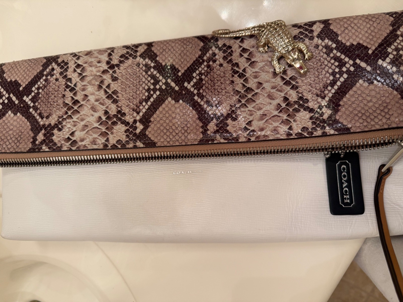 Coach The Clutchable Python Snake Embossed Leathe… - image 5