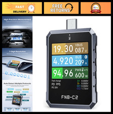 USB C Power Meter Tester 4-50V 6.5A 240W, 7-Digit Display, Curve View, Supports